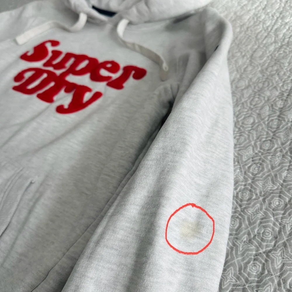 Superdry Vintage Cooper Classic Gray Hoodie Sweatshirt Red Logo Women’s Size 6 - Picture 14 of 14
